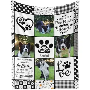 Eyesoul Custom Dog Blanket with Photos Personalized Dog Memorial Blanket with Pictures & Name in Loving Memory of Loss Pet Customized Pet Blankets Sympathy Gift for Cat Lover Pet Owner Made in USA