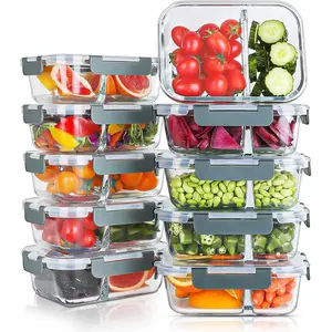 10 Packs 30oz Glass Meal Prep Containers 2 Food Storage Containers with Lunch Bento and Dishwasher Safe