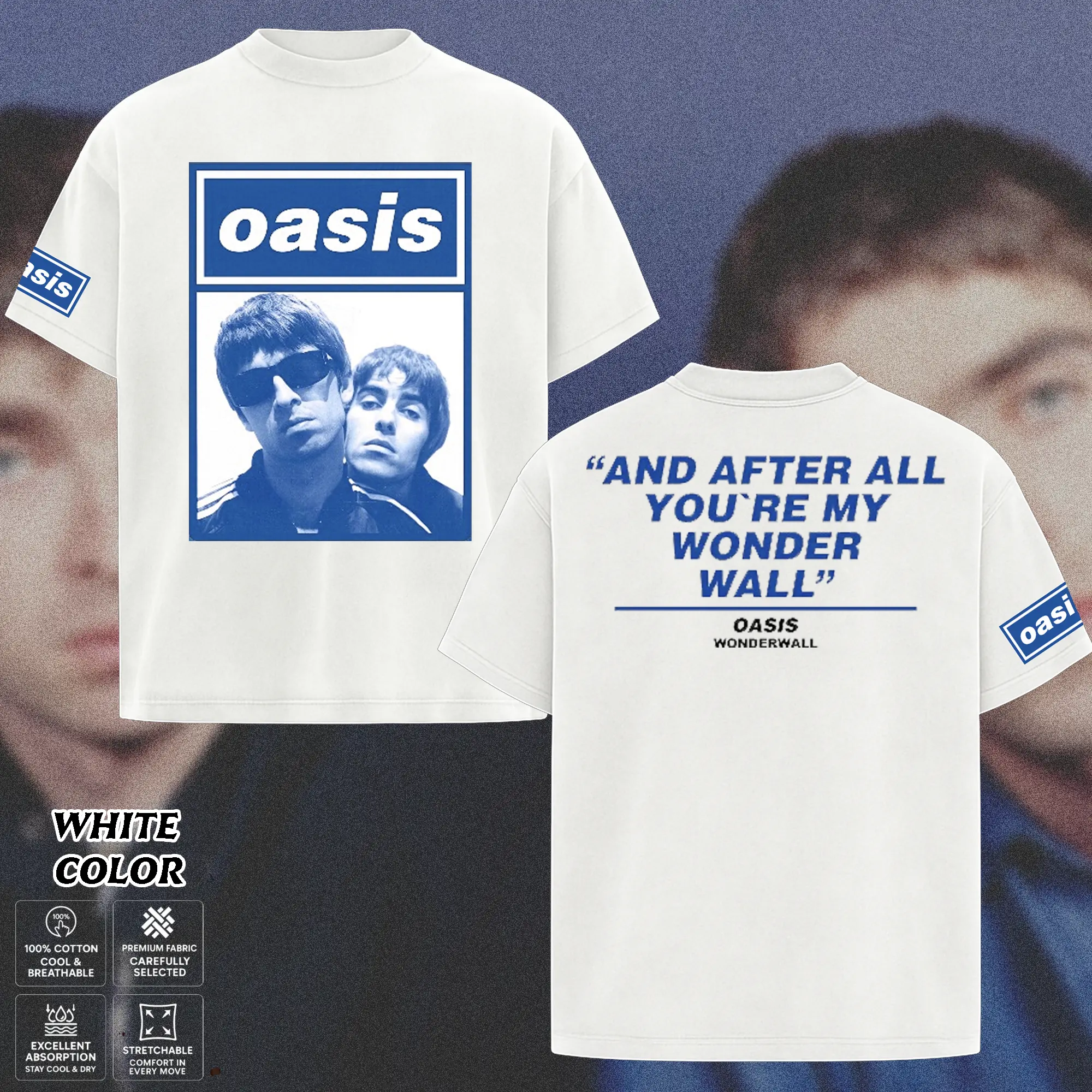 Vintage Oasis Wonderwall T-Shirt, Double-Sided Britpop Band Graphic Tee, 90s Alternative Rock Shirt, Distressed Indie Music Merch, Gift for Oasis Fans, Unisex Merch for Men & Women