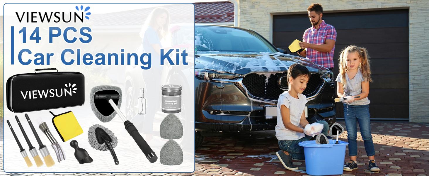 Windshield Cleaner Tool, 13Pcs Car Interior Cleaning Kit, Car Detailing Kit Interior Cleaner, Car Detailing Brushes, Car Cleaning Gel, Inside Cleaning Supplies Accessories for Women Men