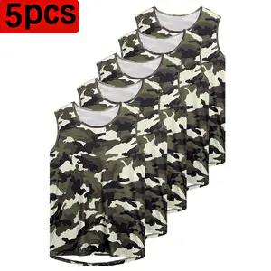 Men’s Ice Silk Sleeveless Camisole/Tank Top – Casual Sports Fitness Base Layer, Camouflage