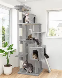 70 Inch Heavy Duty Cat Tree for Indoor Cats, Extra Large Sturdy Cat Tower with Scratching Posts, Hammock and Cat Condo, Multi Level Cat Activity Center for Adult Cats and Kittens, Durable Cat Furniture for Home Use