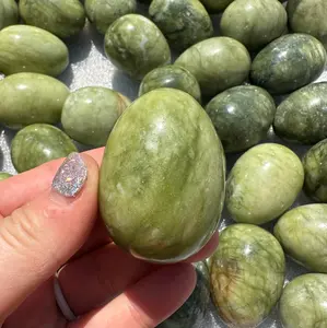 New Moon Beginnings Serpentine Stone Egg - Green Serpentine Stone with Natural Finish and Unique Shape