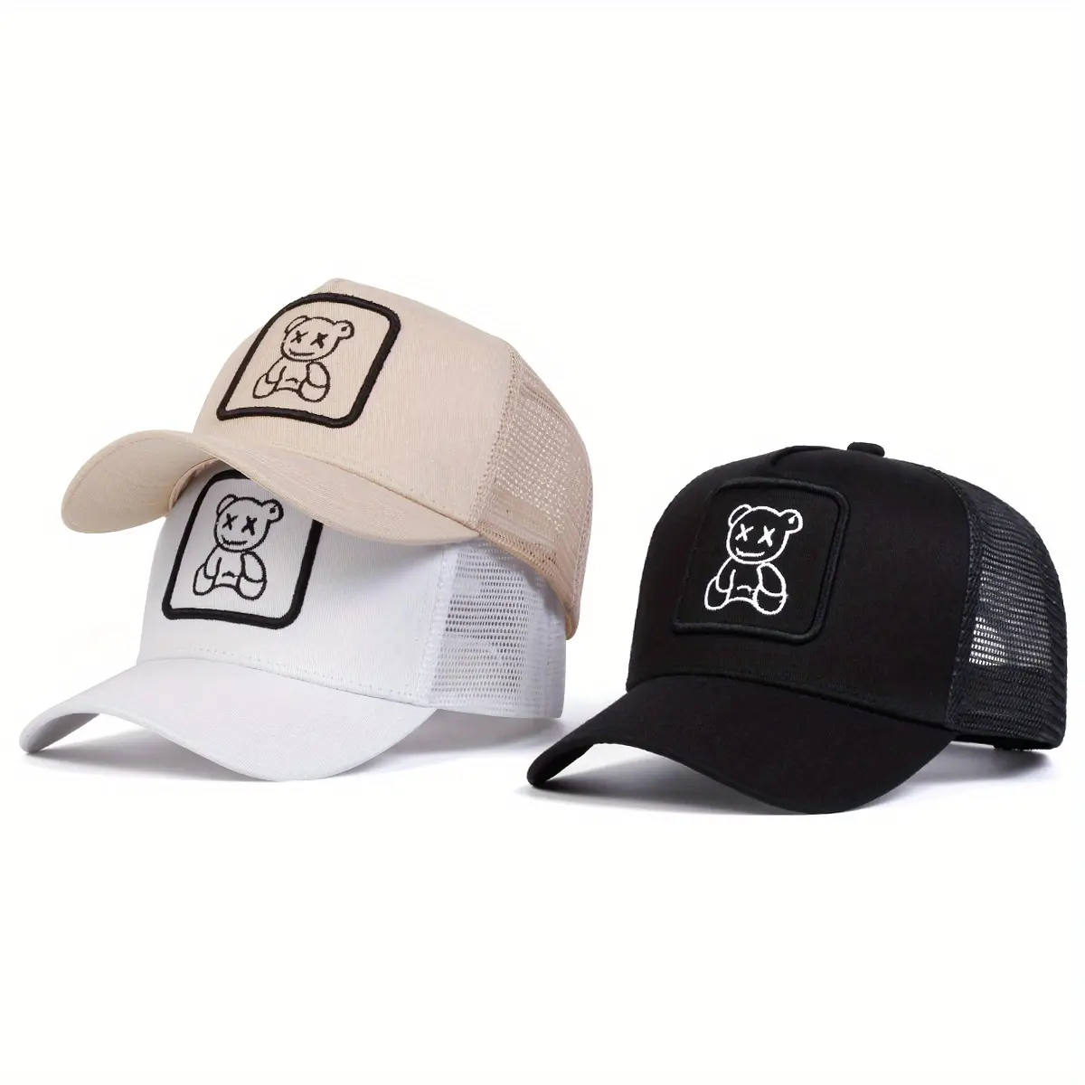 Unisex Panda Embroidered Baseball Cap Mesh Hat Outdoor Adjustable Sunscreen Leisure Hat Travel Tourism Beach Vacation