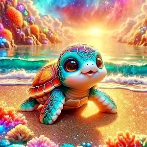 Turtle Pattern DIY Diamond Arts Colorful Painting Kit without Frame, 5D Diamond Arts Colorful Painting Kit, Wall Art Decor for Home Bedroom, Diamond Painting Kits