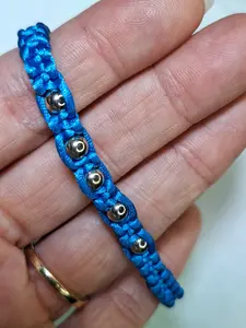 Handmade Electric Blue Paracord Bracelet with Gold Beads - Cobra Weave