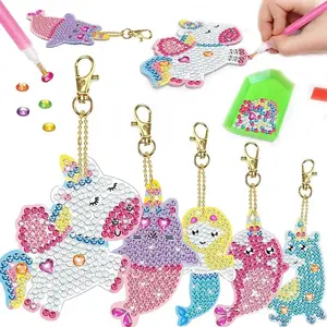 5pcs 5D Diamond Painting by Numbers Make Your Own GEM Keychains Unicorn Mermaid Arts Crafts Kids 8-12 Age Easter Basket Stuffers #HUZ