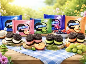 Asian Oreo Variety Pack Exotic Biscuit Cookie Flavors Box | Matcha, Peach, Green Grape, Blueberry Raspberry, Vanilla Cream Snacks