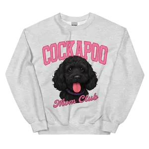 Black Cockapoo Dog Mom Club Sweatshirt - Unisex Apparel Relaxed Fit Printed in the USA Clothing Womenswear Casual and Comfortable