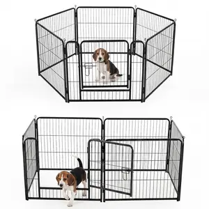 Dog Playpen - Foldable Metal Exercise Puppy Play Pen with 8 24x30in Panels - Indoor/Outdoor Pen with Door for Dogs, Cats or Small Animals Metal material, foldable pet fence with a door, suitable for small, medium and large-sized dogs outdoors