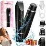 Women's Silky 2-in-1 2-Head Travel Shaver-Removable Bikini Trimmer, Painless Ceramic-Titanium Blade, 10000RPM, IPX7 Waterproof, Rechargeable Portable Self Care-Personal Care Gadget, Cool Gifts for Adults with Pouch