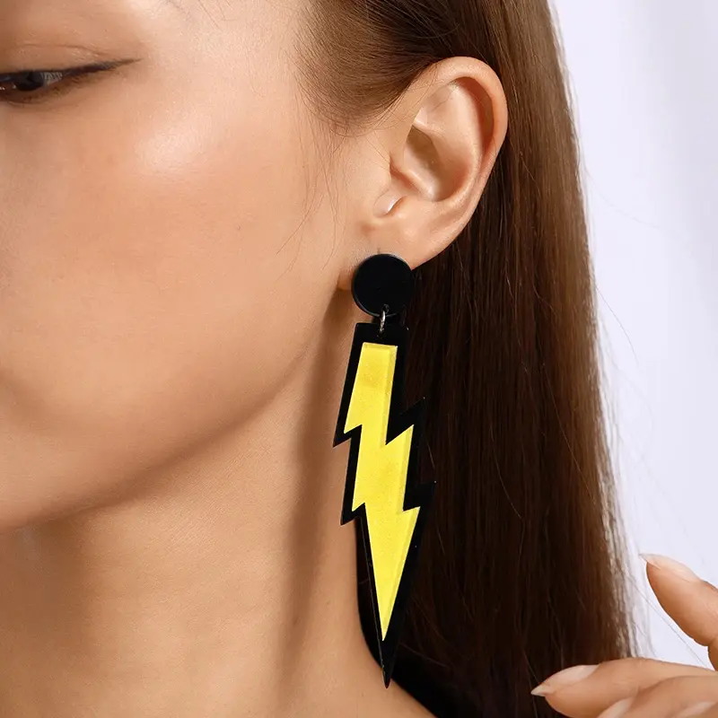 Korean Style Candy Colors Acrylic Lightning Stud Earrings for Women Girls Party Festival Jewelry Gifts