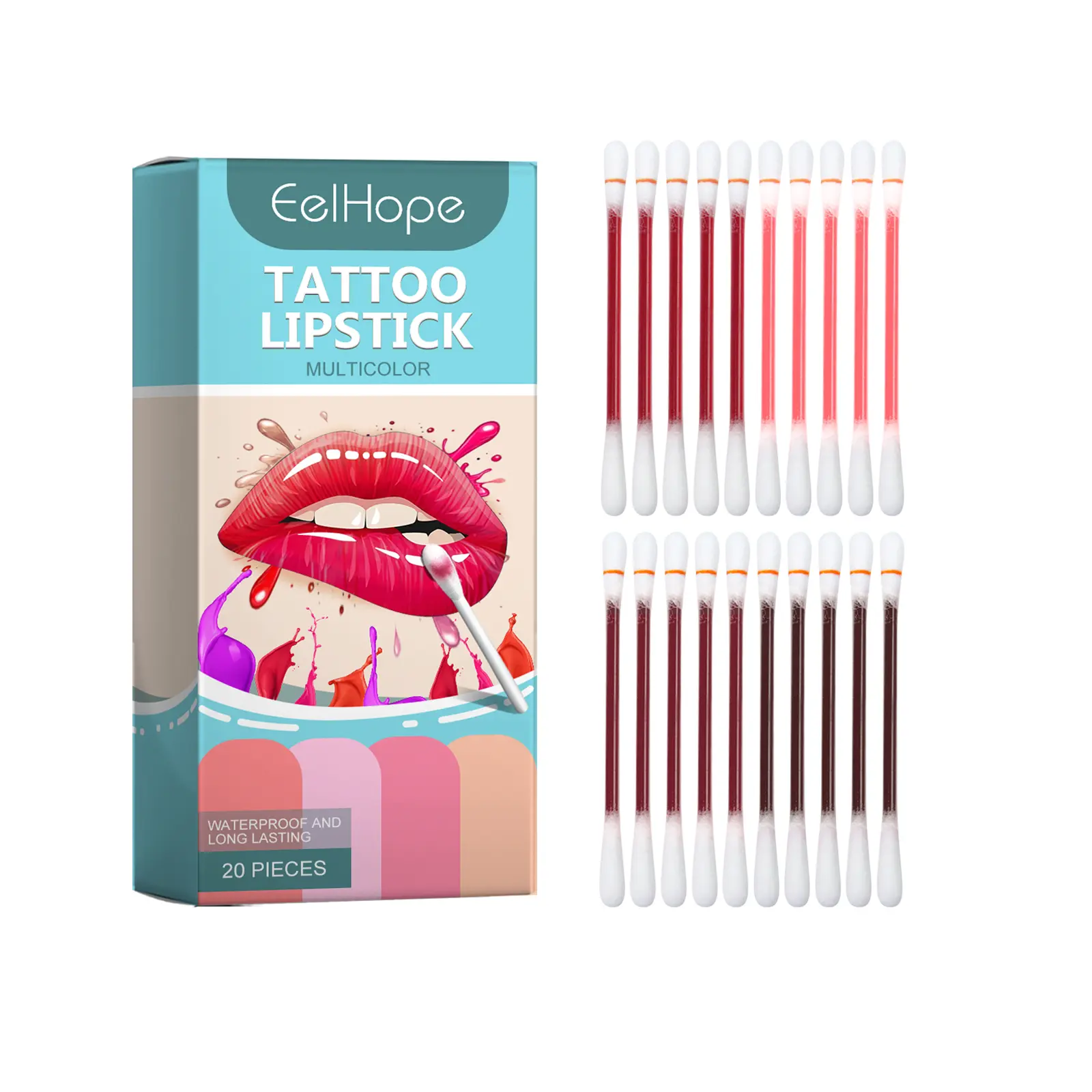 Eelhope Cotton Swab Lip Glaze, Long-Lasting Moisture Not Easy To Fade Lip Color Lipstick Portable Moisturizing Disposable Lip Glaze Gloss Lipgloss lip stain peel lip gloss lip tint