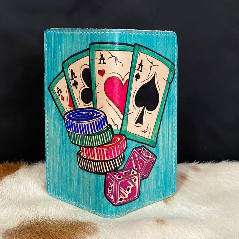 Light Blue Bifold Poker designed Roper wallet