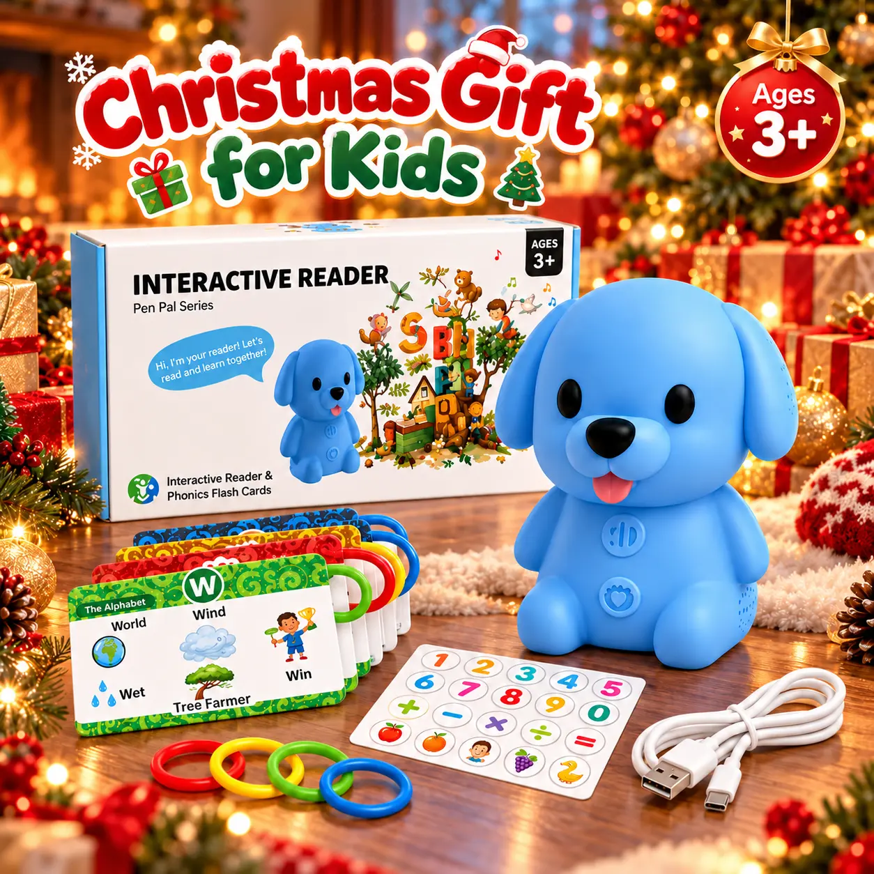 ReaderDog Unisex Talking Flash Card Toy — 90 Small Cards, Interactive Audio Tool, Suitable for Preschool Learning, Classroom Activities, Vocabulary Expansion, and Improving Reading Skills, Screen-Free Toddler Toy，vocabulary flashcard，unisex kid