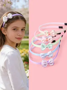 5 printed bow headbands, girl and teenager dress headbands, suitable for parties, daily leisure activities, fresh and sweet hair accessories, college style dress headbands