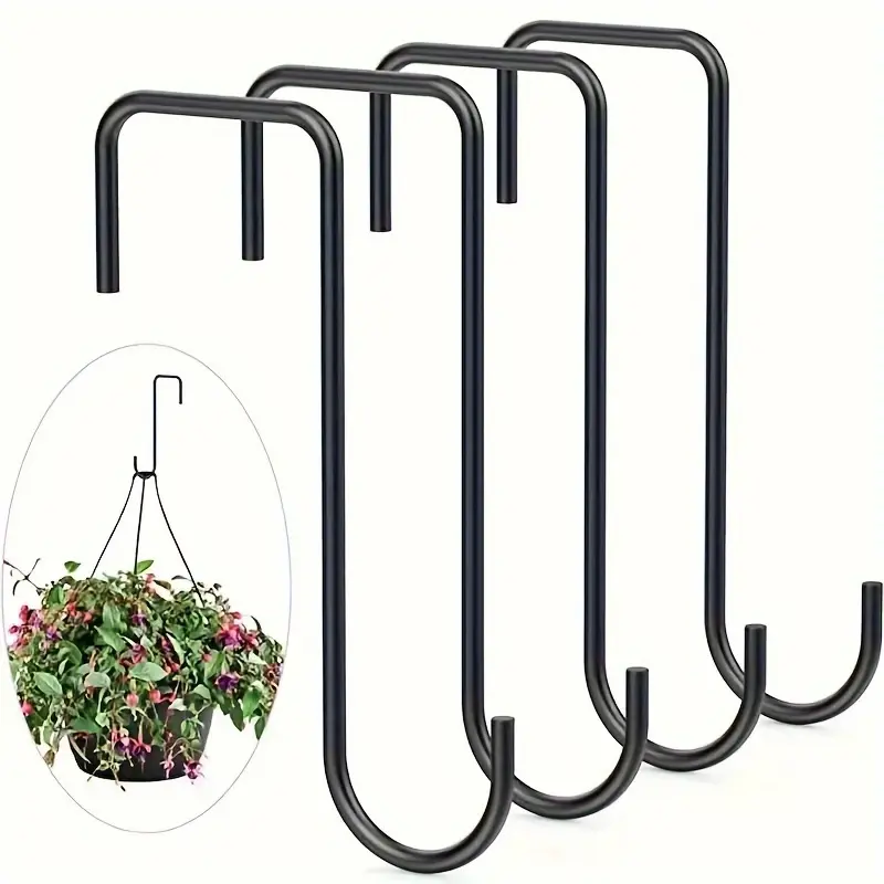 2pcs Fence Hooks, Heavy Duty Over Door Hooks Stainless Steel Plant Hanger Garden Hanging Brackets Hooks for Indoor Outdoor Plant Hanging, Bird Feeders, Lanterns, Fences