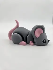 Gray Mouse | 3D Printed Articulating Figurine Great Gift and Desk Figure
