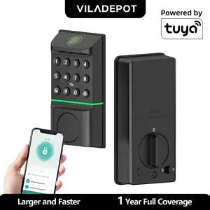 Auto-Lock Bolt, Fingerprint Keyless Entry Door Smart Bluetooth Deadbolt Replacement, Backlit Keypad, IPX5 Weatherproof, in-App History and Scheduled Access,Black