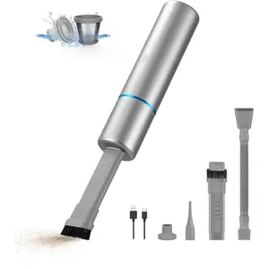 Crevice Vacuum, Handheld Vacuum & Air Duster & Hand Pump 3 in 1, Cordless Mini Vacuum, 3 Kinds of Crevice Nozzles, Lightweight 1lbs,USB Rechargeable-M2