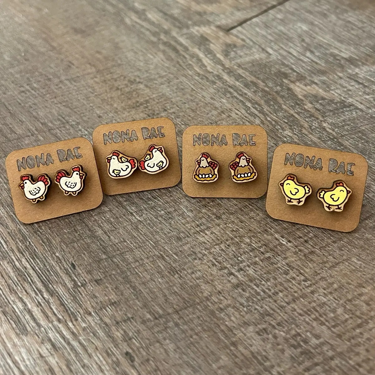 Cluckin’ Cute: Chicken and Chick Stud Earrings