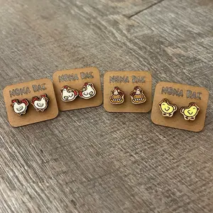 Cluckin’ Cute: Chicken and Chick Stud Earrings