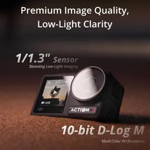 DJI Osmo Action 4 Standard Combo, Waterproof Action Camera with 1/1.3" Sensor, 4K/120fps Video, Stunning Low-Light Imaging, 10-bit & D-Log M Color Performance, Long-Lasting 160 Mins, Vlogging Camera