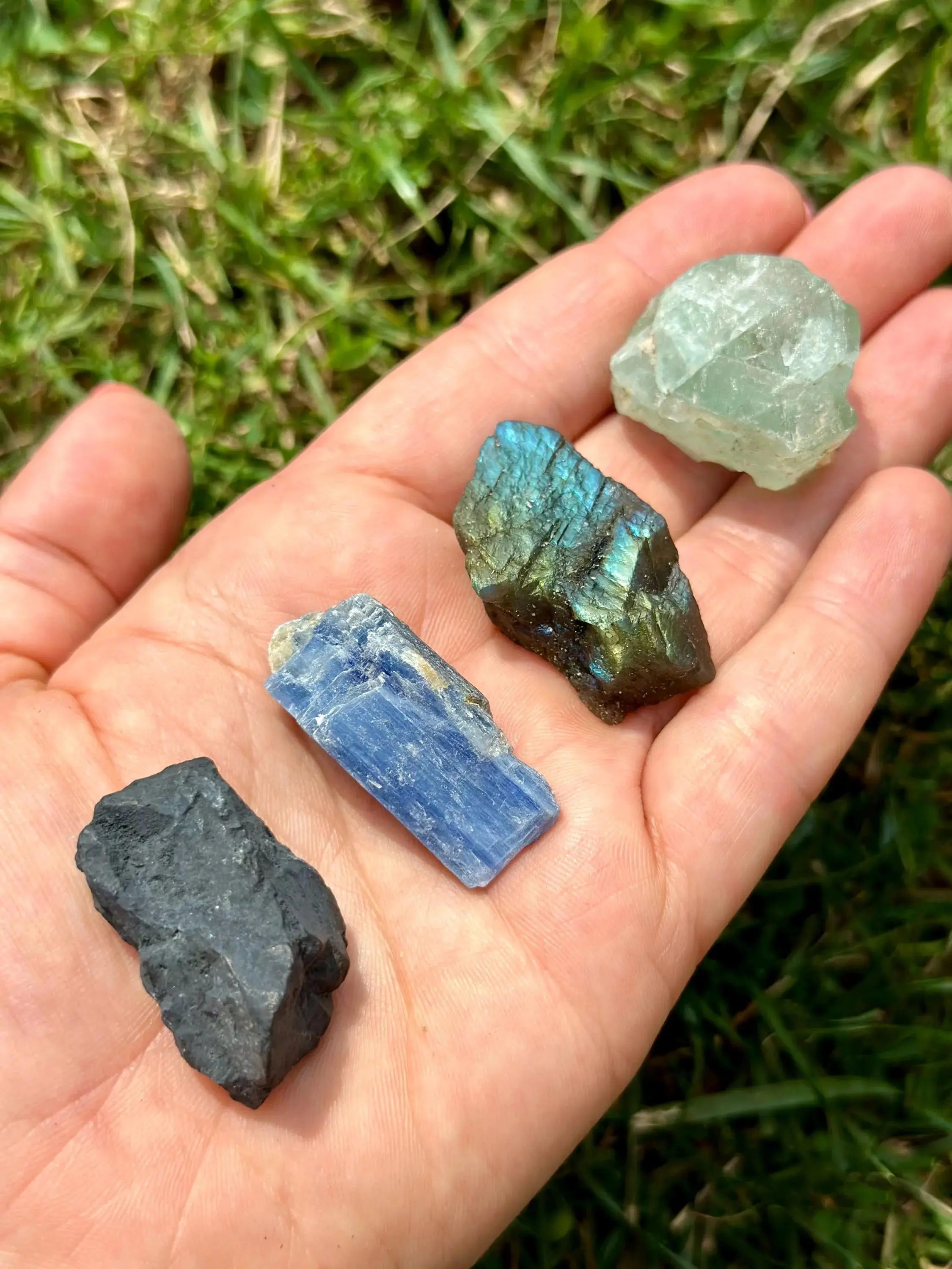 Mercury Retrograde Crystal Set - Raw Stones Blue Kyanite, Shungite, Fluorite, Labradorite