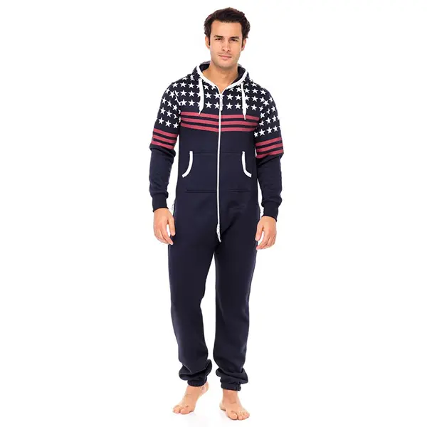 SKYLINEWEARS Men's Printed Onesie – Cozy Cotton Fleece Adult Jumpsuit Pajamas