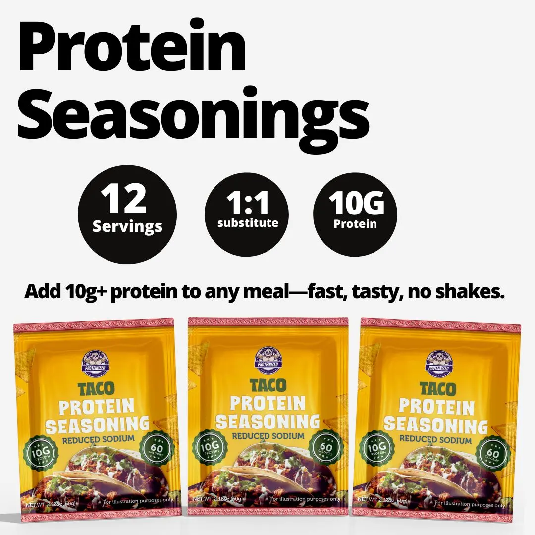 Taco Protein Seasoning - Reduced Sodium, 10g Protein Per Serving - Low Calorie - 1:1 Substitute for Normal Seasoning - Zero Sugar - Zero Carbs - Bone Health - Muscle Recovery - Post Workout Fitness Nutrition - Edible Healthcare - Healthy Flavor Boost