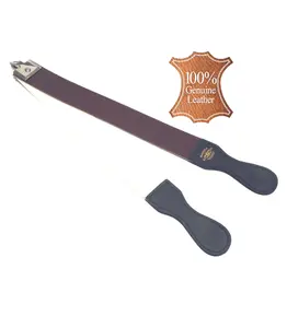 Professional Barber Leather Strop Sharpener for Straight Razors Brown Color - Strop Sharpene Case Plastic