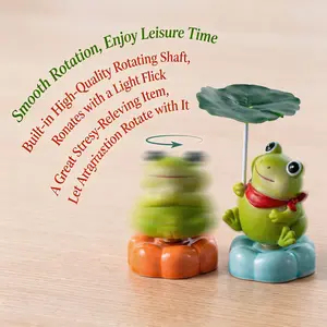 Trendy Portable Stress Relief Rotating Frog, Detachable Lotus Leaf Design, Office Desk Car Stress Relief Ornament, Perfect for Relaxation, Stress Relief Decoration, Stress Relief Model