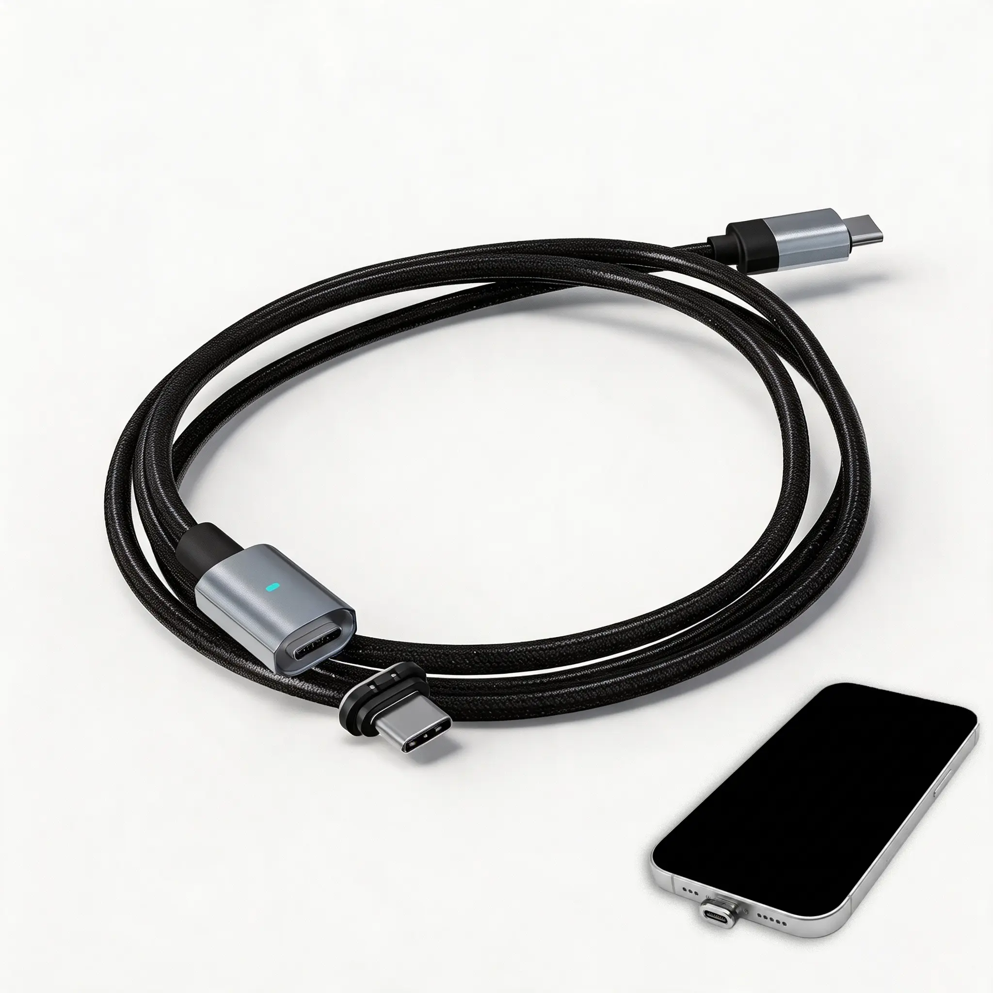 Tuodes Strong Magnetic USB-C Cable - 1-Hand Connect, 3A Fast Charging, Tangle-Free Braid for Phones, Laptops