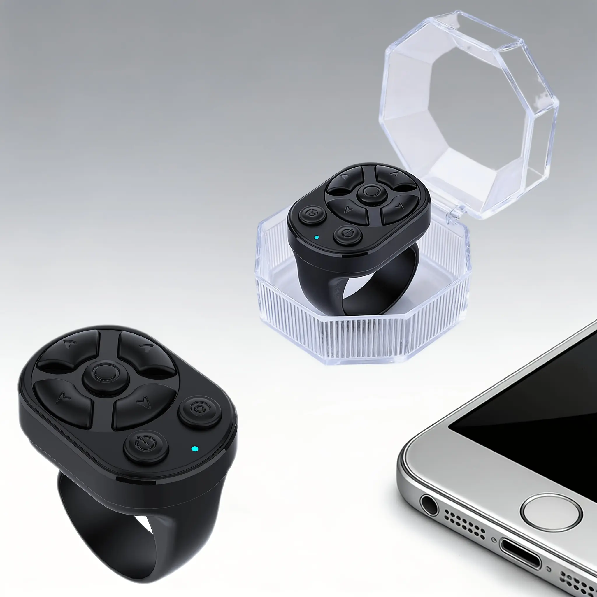 Smart Ring Remote Controller - Scrolling Ring Remote Control, Portable Camera Shutter Clicker, Ebook Page Turner, Compatible with iPhone, Android Phone E-Book
