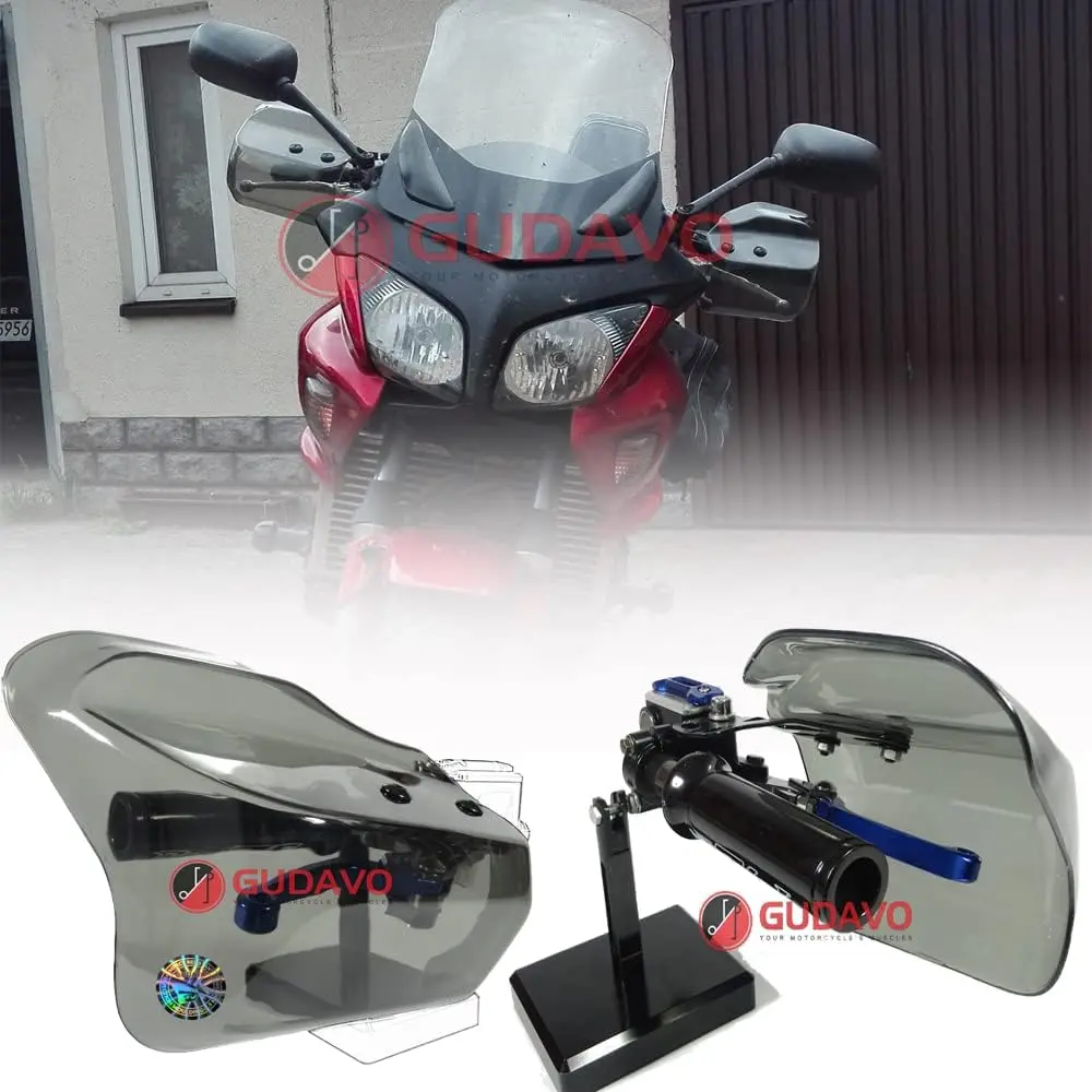 Adjustable Transparent Polycarbonate Motorcycle Hand Guards - 8-10mm Mounting, Windproof, Cold Protector, Riding Safety, Road Debris Blocking for Sports Choppers, Compatible with Harley-Davidson, Buell Ulysses, Honda, Yamaha, Suzuki, BMW, Kawasaki