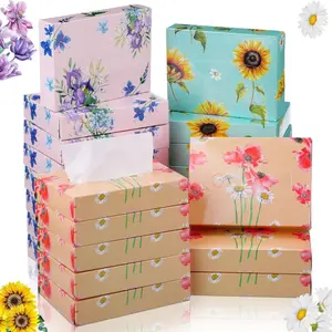 TaoBary 24 Packs Flower Small Boxes of Tissues Car Facial Tissue Boxes Disposable Tissue Packs Cube Facial Tissues 2 Ply 960 Sheets for Holiday Party Bathroom Office Floral Home Decor