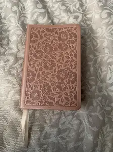 KJV Personal Size Bible, Rose Gold LeatherTouch, KJV Holy Bible, Compact and Portable, Red Letter Edition, Thumb Index, Ribbon Marker, King James Version, Floral Cover Design, Easy-to-Read Font