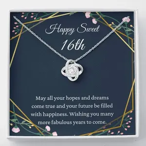 16th Birthday Neaklace Love Knot Necklace Happy Sweet 16th 16th s for Girls Sweet 16 Necklace Gift For 16 Year Old