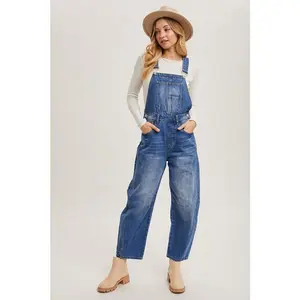 Denim Barrel Overalls