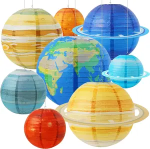 8Pcs Space Planet Paper Lanterns | Solar System Hanging Decor for Outer Space Astronaut Birthday Party
