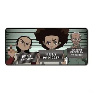 Extra Large Nostalgic Cartoon Mousepad - Boondocks-Inspired Design, Anti-Slip Rubber Base, Large/Extra Large Size Gamer Pad