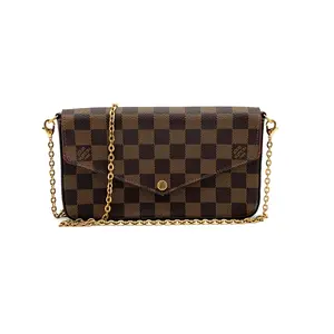 Pre-owned Louis Vuitton Canvas Shoulder Bag Felicie Pochette Damier Ebene #3609