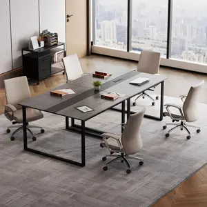 WASAGUN SZ003 8FT Rectangular Conference Room Table with USB Ports and Outlets Meeting Seminar Table, boardroom Table, for Office Meeting Conference Room Grey