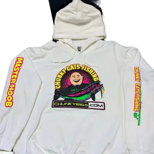 Chunky Cats Fishing White Unisex Fluorescent Glow Hoodie