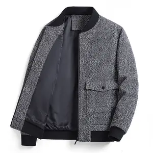 Men's Plain Casual Stand-Collar Jacket, Long-Sleeve Loose-Fit Coat for Spring and Autumn Outdoor Wear in Plus Sizes