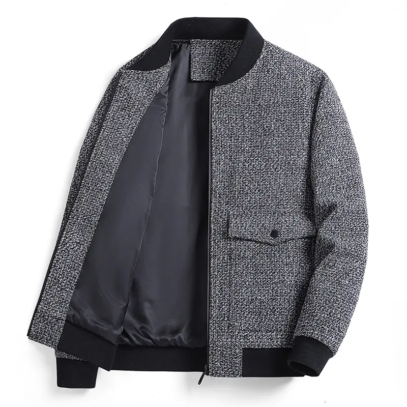 Men's Plain Casual Stand-Collar Jacket, Long-Sleeve Loose-Fit Coat for Spring and Autumn Outdoor Wear in Plus Sizes