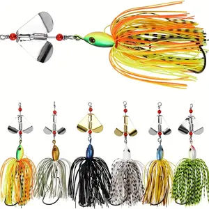 6-Pack Professional Spinnerbait Set - Metal Spinning Lures with Willow/Colorado Blades for Bass & Trout, All-Water Fishing Baits