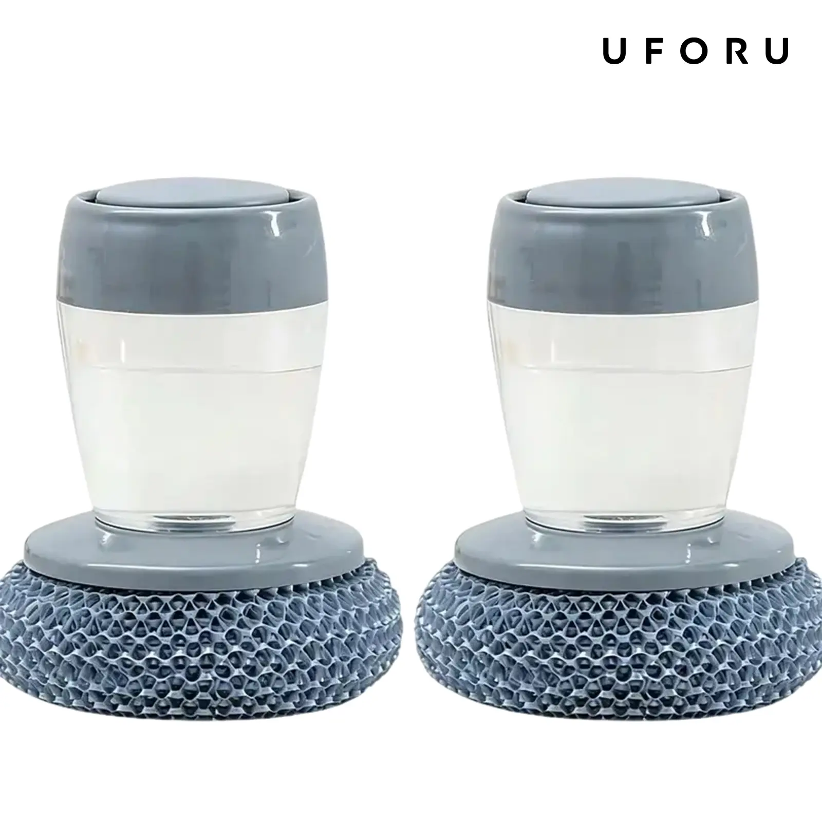 UFORU 2-Pack Liquid-Adding Handheld Dish Scrub Brushes, Detachable Replacement Brush Heads, Space-Saving Kitchen Cleaning Brushes for Cookware, Stove, Countertop, Sink and Tableware, Gray,dealsforyou  #SummerWins