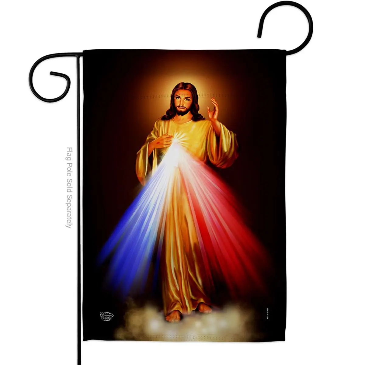 212 MAIN Jesus Divine Misericordia Double-Sided Vertical Religious Garden Flag - Double Burlap Fabric, 3-Layer Blockout, Weatherproof, Fade Resistant, Faith Decor, Mini Size, Multi-Color, Indoor/Outdoor Home Religious Decor, Both Sides Design