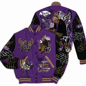 Varsity Jacket To Match Air Diamond Turf Ravens - 8Mile Movie Graffiti All Over Print TZC